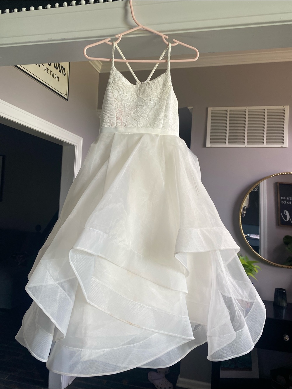 David's Bridal Girls Ivory Flower Girl Dress
